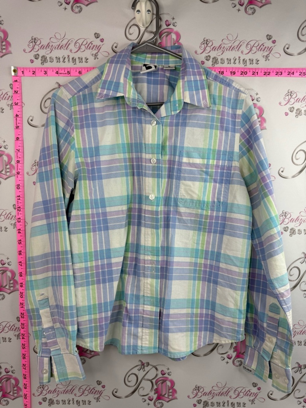 Rockies button up Pastel Plaid Button-Down Shirt in Lavender, Light Blue & Mint